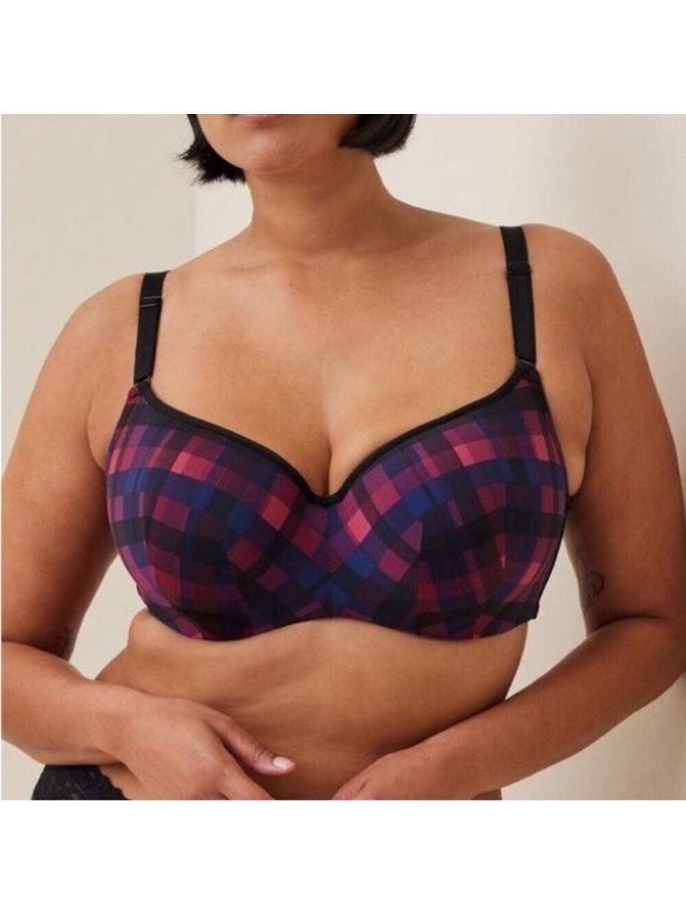 Torrid Lightly Lined Full Coverage Balconette Bra in Plaid 54 C